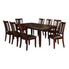 Demy 7pc Dining Table and 6 Chairs Set, Espresso Brown Faux Leather