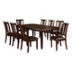Demy 7pc Dining Table and 6 Chairs Set, Espresso Brown Faux Leather