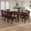 Demy 7pc Dining Table and 6 Chairs Set, Espresso Brown Faux Leather