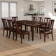 Demy 7pc Dining Table and 6 Chairs Set, Espresso Brown Faux Leather