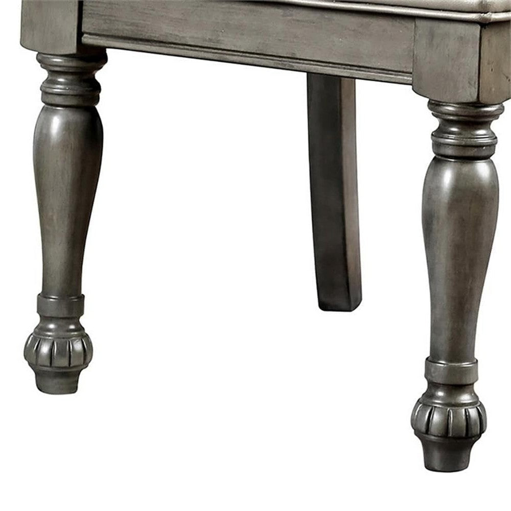 Ena 7pc Dining Table Set Gray Faux Leather Extendable 79-103 Inch BM332473