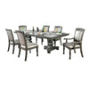 Ena 7pc Dining Table Set, Gray Faux Leather, Extendable 79-103 Inch