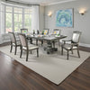 Ena 7pc Dining Table Set, Gray Faux Leather, Extendable 79-103 Inch