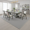 Ena 9pc Dining Table Set, Gray Faux Leather, Extendable 79-103 Inch