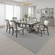Ena 9pc Dining Table Set, Gray Faux Leather, Extendable 79-103 Inch