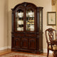 Mina China Buffet Cabinet with Hutch, Glass Doors, Cherry Brown Wood