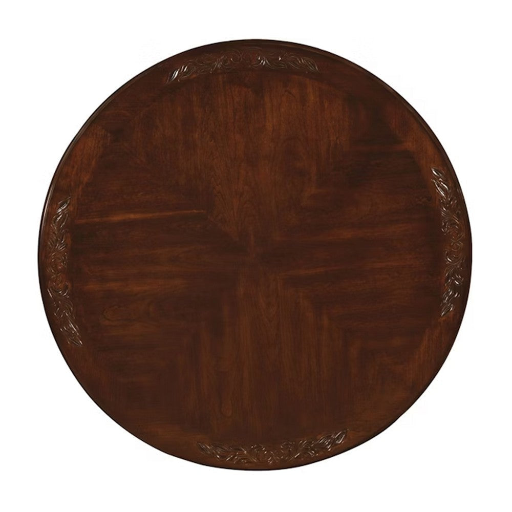 Mina 5pc Dining Table n Chair Set 48 Inch Round Cherry Brown Wood Top BM332478