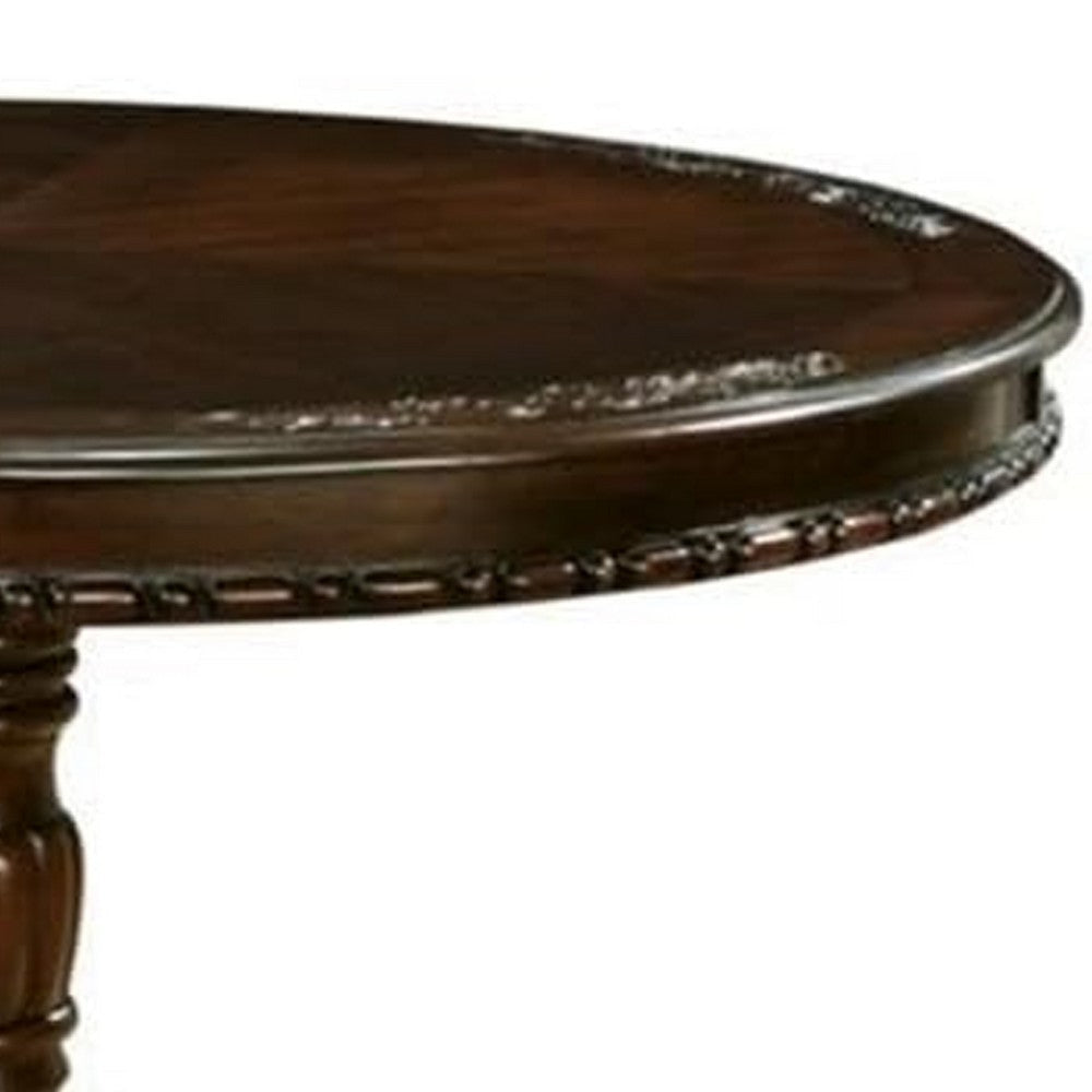 Mina Dining Table 48 Inch Round Cherry Brown Top w Pedestal Base BM332479