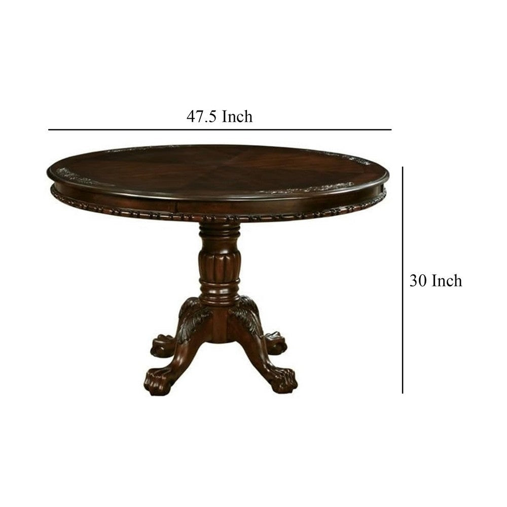Mina Dining Table 48 Inch Round Cherry Brown Top w Pedestal Base BM332479