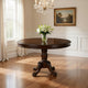 Mina Dining Table, 48 Inch Round Cherry Brown Top w Pedestal Base