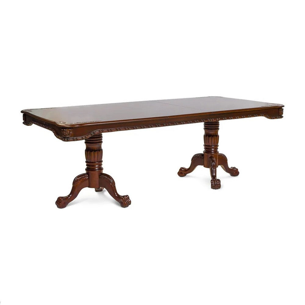 Mina Dining Table, 71-89 Inch Extendable Rectangular Top, Cherry Brown
