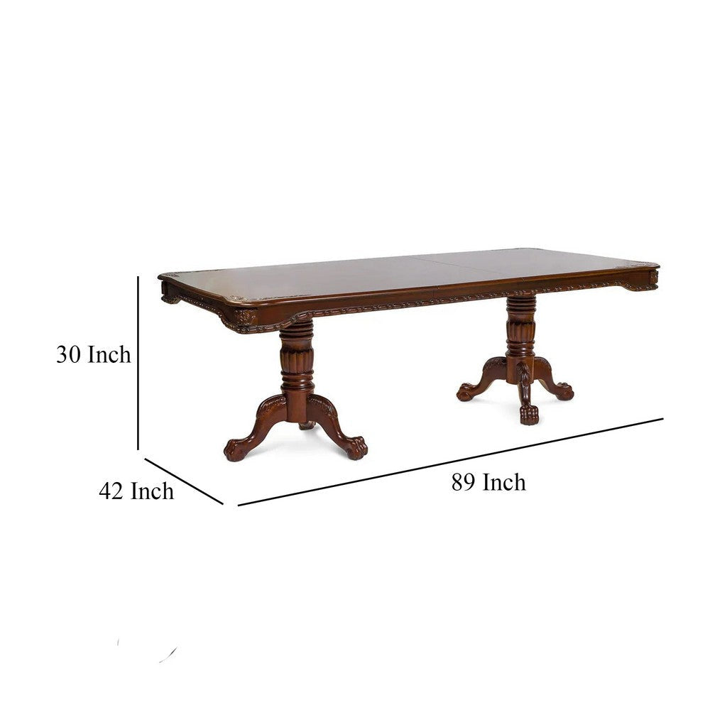 Mina Dining Table 71-89 Inch Extendable Rectangular Top Cherry Brown BM332481