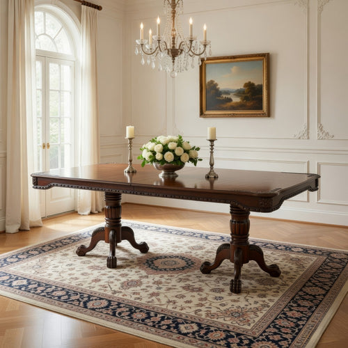 Mina Dining Table, 71-89 Inch Extendable Rectangular Top, Cherry Brown