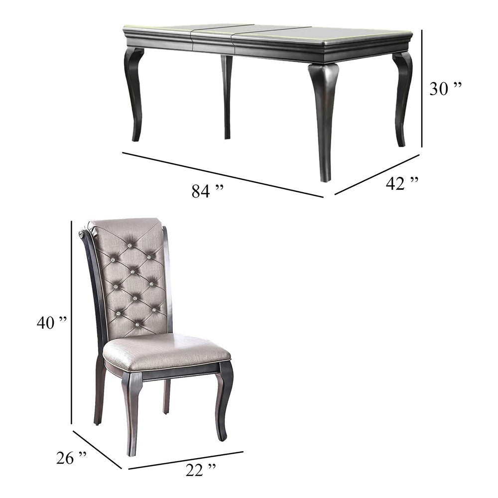 Nery 7pc Dining Table and Chair Set 66-84 Inch Extendable Top Gray BM332484