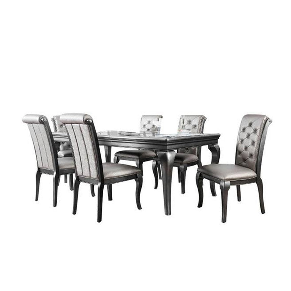 Nery 7pc Dining Table and Chair Set, 66-84 Inch Extendable Top, Gray