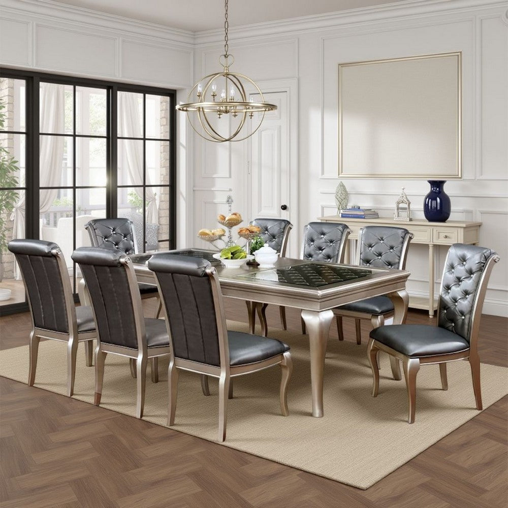 Nery 9pc Dining Table and Chair Set 66-84 Inch Extendable Top Gray BM332485