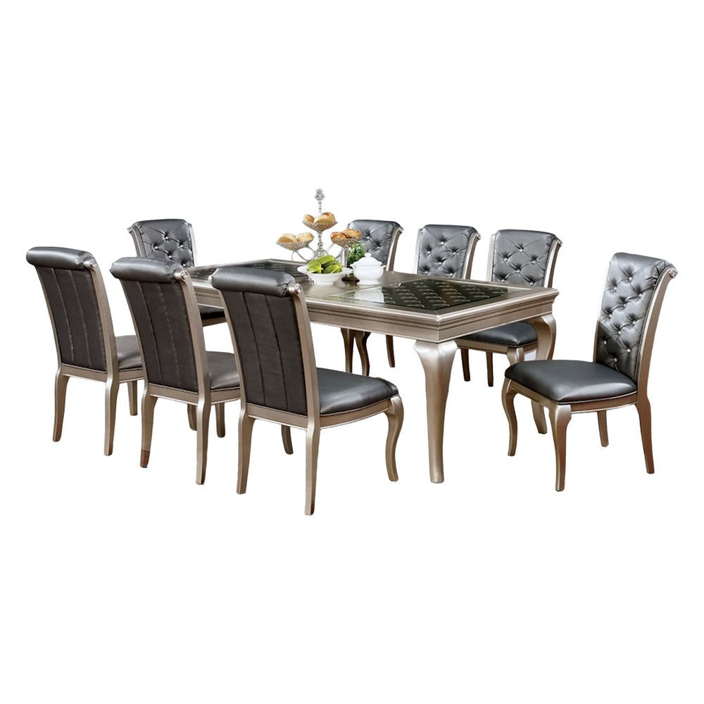 Nery 9pc Dining Table and Chair Set, 66-84 Inch Extendable Top, Gray