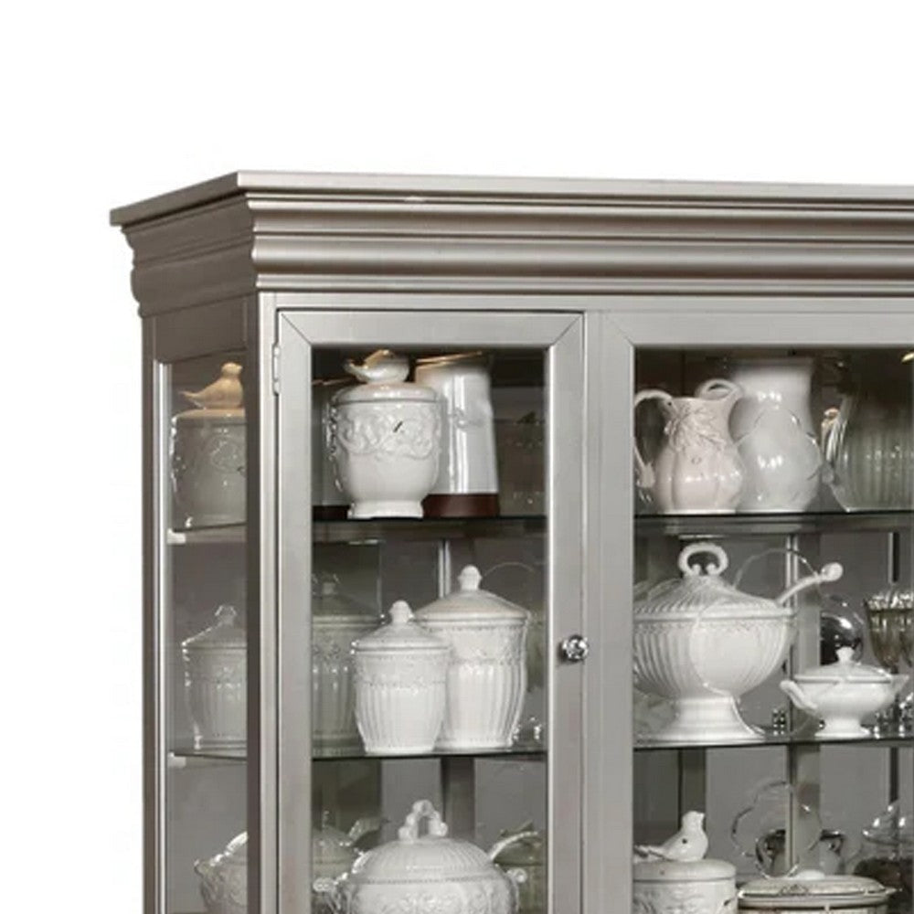 Nery China Buffet Cabinet and Hutch Wine Holder Champagne Gray Wood BM332486