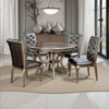 Nery 5pc Dining Table and Chair Set 48 Inch Round Gray Faux Leather BM332487
