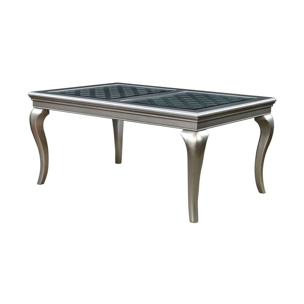 Nery 7pc Dining Table n Chair Set 66 Inch Glass Gray Faux Leather BM332488