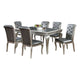 Nery 7pc Dining Table n Chair Set, 66 Inch Glass, Gray Faux Leather