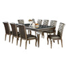 Nery 9pc Dining Table Chair Set, 66-84 Inch Extendable Gray Glass Top