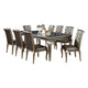 Nery 9pc Dining Table Chair Set, 66-84 Inch Extendable Gray Glass Top