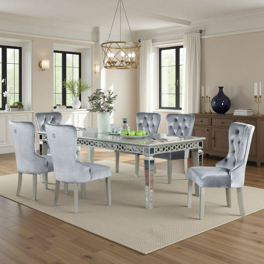Ada 7pc Dining Table and Chair Set, 72-90 Inch Extendable Top, Gray