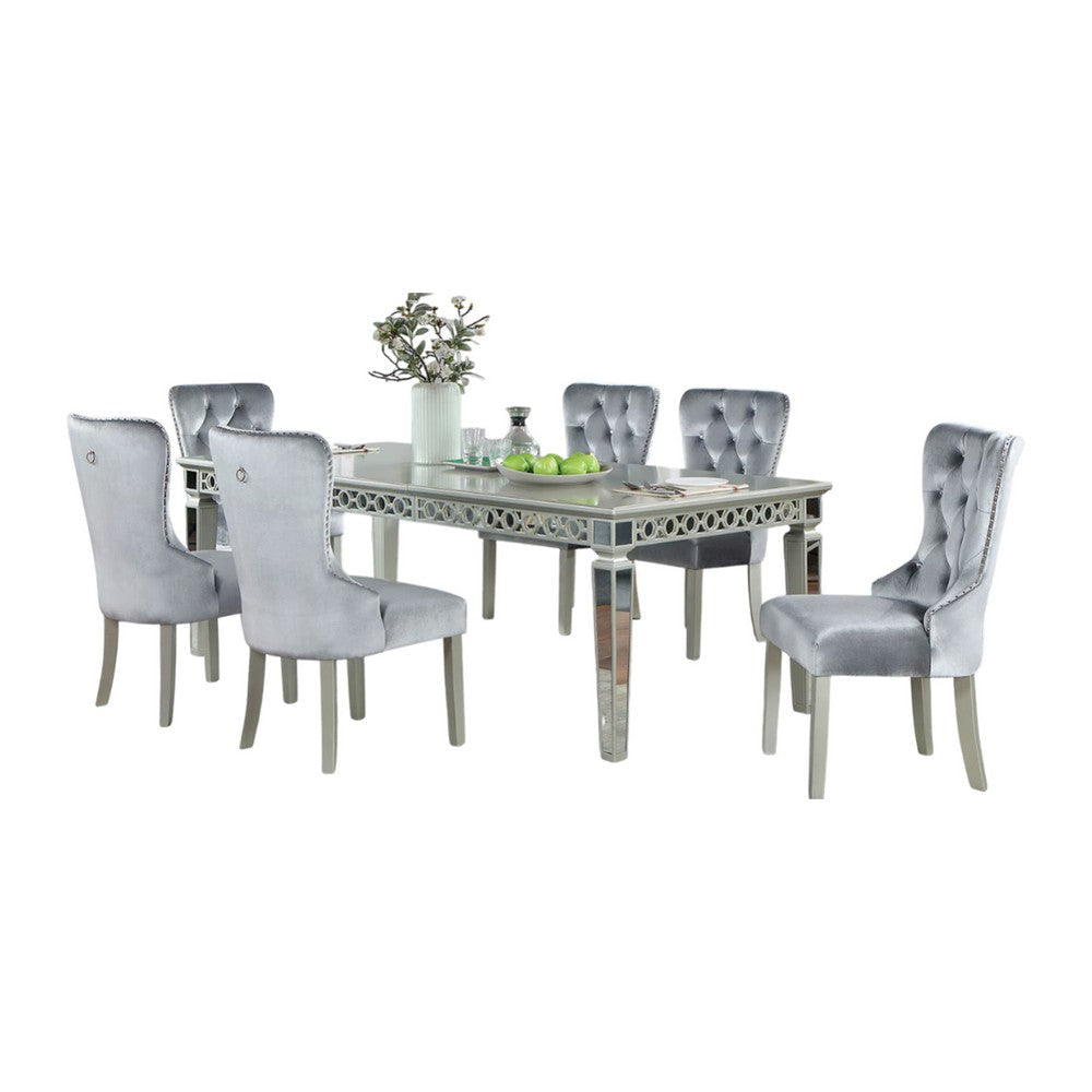 Ada 7pc Dining Table and Chair Set, 72-90 Inch Extendable Top, Gray
