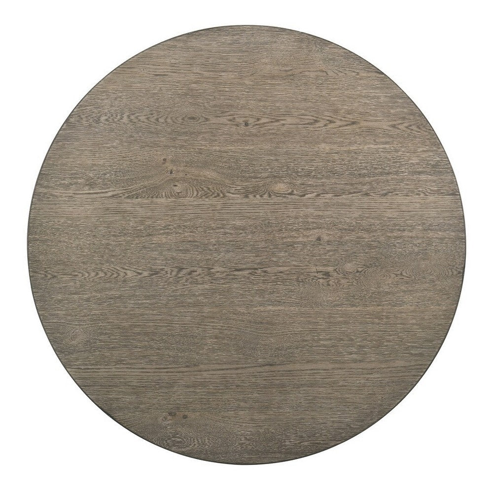 Koe Counter Height Table 48 Inch Brown Round Top White Pedestal Base BM332494