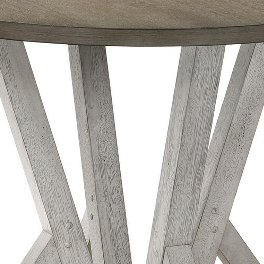 Koe Counter Height Table 48 Inch Brown Round Top White Pedestal Base BM332494