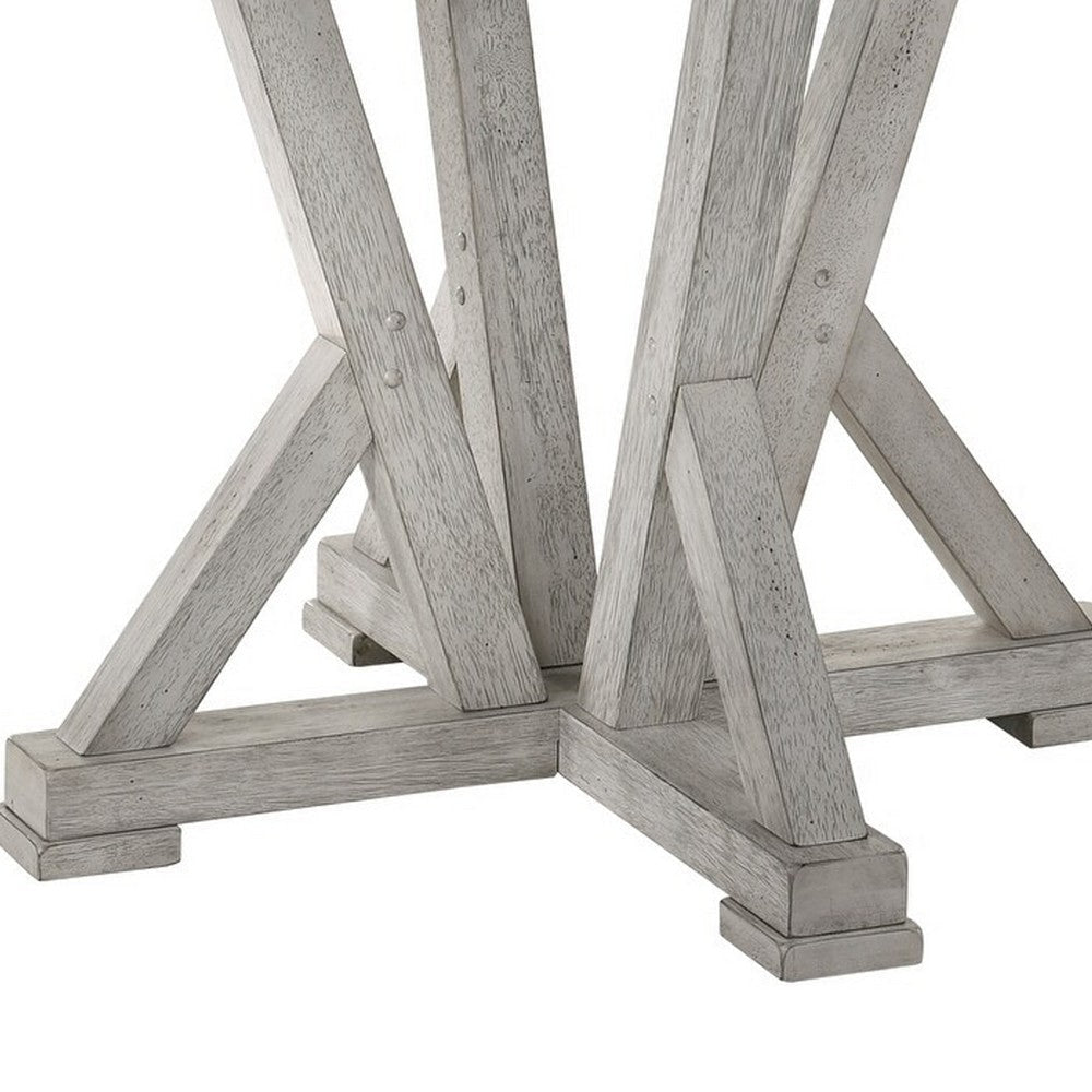 Koe Counter Height Table 48 Inch Brown Round Top White Pedestal Base BM332494