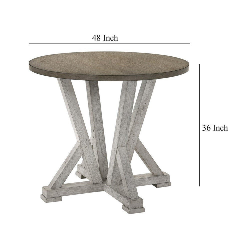 Koe Counter Height Table 48 Inch Brown Round Top White Pedestal Base BM332494