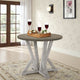 Koe Counter Height Table, 48 Inch Brown Round Top, White Pedestal Base