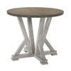 Koe Counter Height Table, 48 Inch Brown Round Top, White Pedestal Base