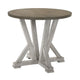 Koe Counter Height Table, 48 Inch Brown Round Top, White Pedestal Base