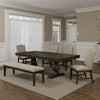 Kely 7pc Dining Table and Chair Set Extendable Top Dark Brown Gray BM332496