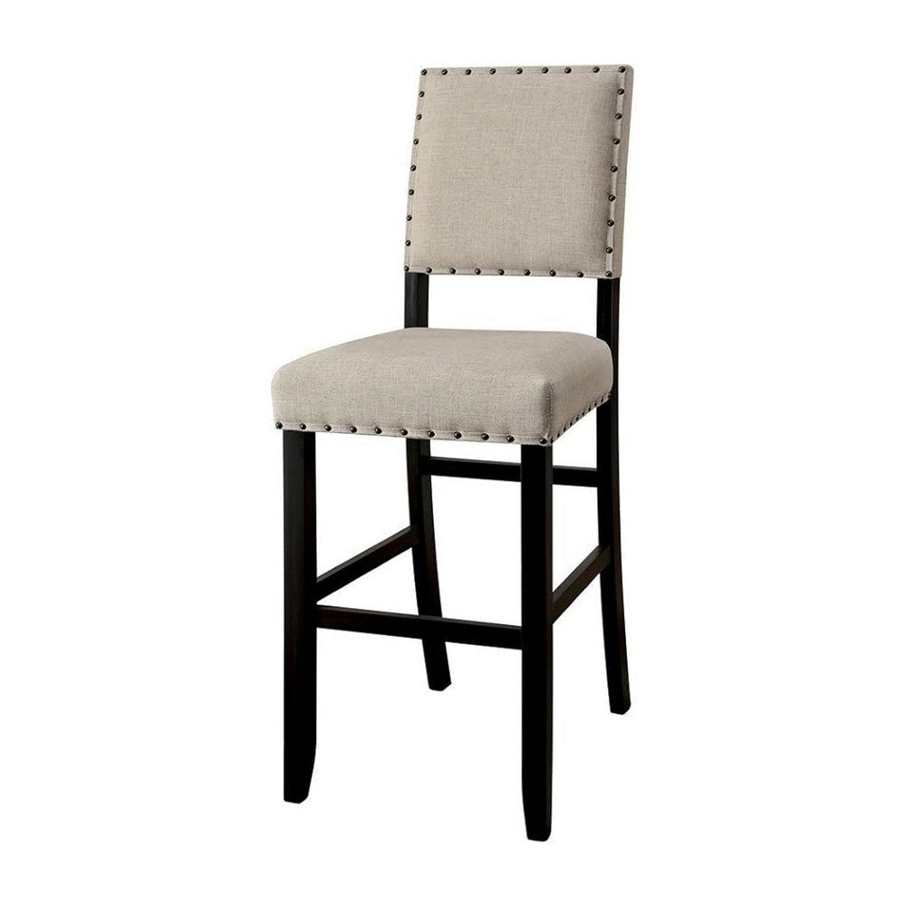 Bega 5pc Bar Height Table and Chair Set Ivory Black Solid Wood BM332498