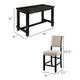 Bega 4pc Counter Height Table, Bench n Chair Set, Ivory Fabric, Black