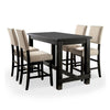 Bega 4pc Counter Height Table, Bench n Chair Set, Ivory Fabric, Black