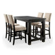 Bega 4pc Counter Height Table, Bench n Chair Set, Ivory Fabric, Black