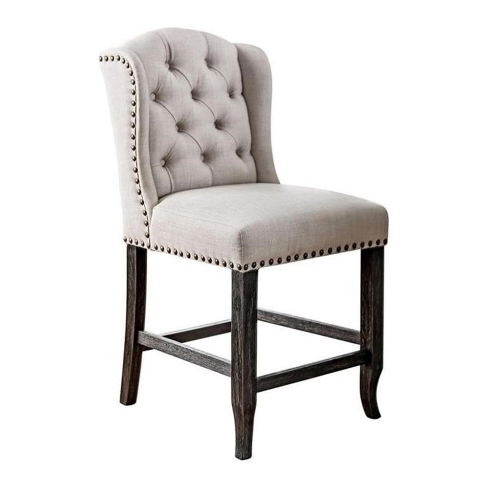 Bega 7pc Counter Height Table and Chair Set Ivory Upholstery Black BM332500