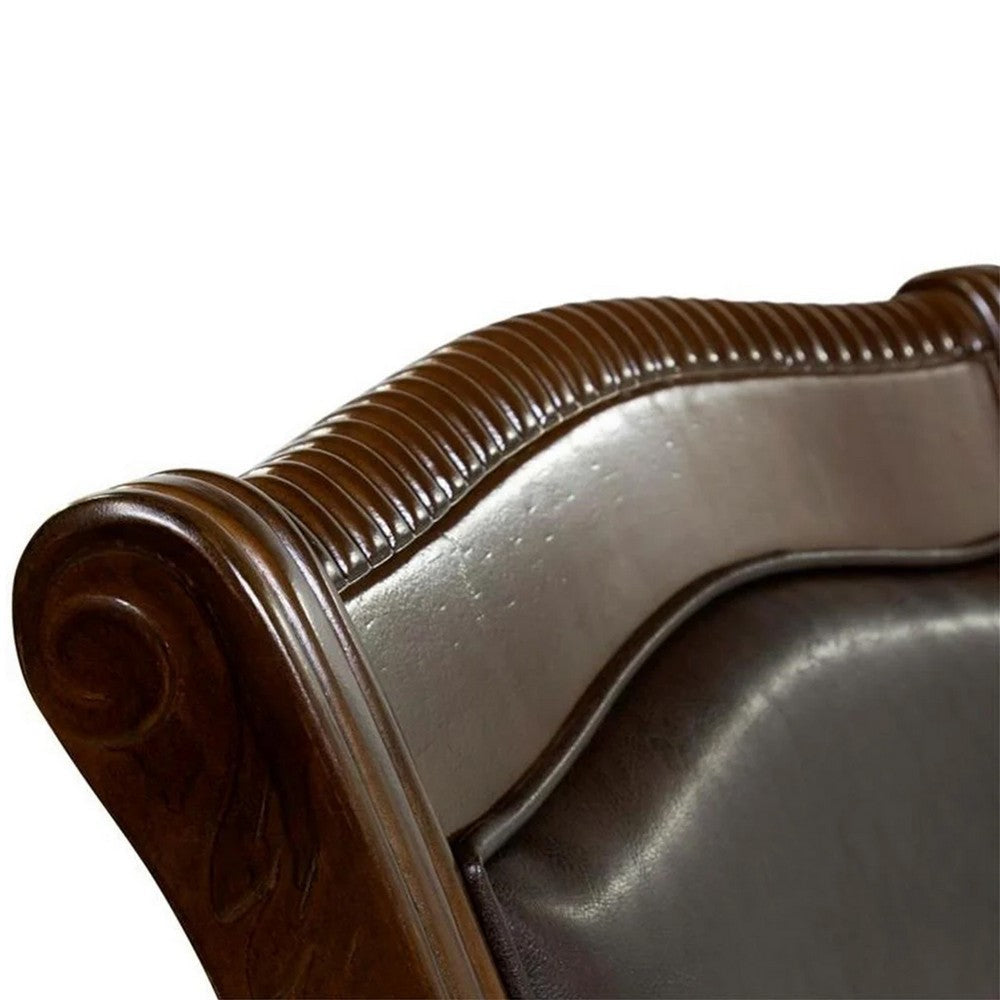 Ena 7pc Dining Table and Chair Set Brown Faux Leather Solid Wood BM332502