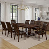 Ena 7pc Dining Table and Chair Set, Brown Faux Leather, Solid Wood
