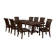 Ena 7pc Dining Table and Chair Set, Brown Faux Leather, Solid Wood