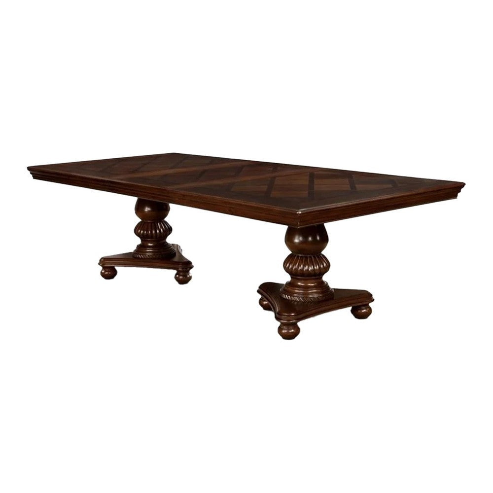 Ena 9pc Dining Table and Chair Set Brown Faux Leather Solid Wood BM332503