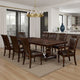 Ena 9pc Dining Table and Chair Set, Brown Faux Leather, Solid Wood