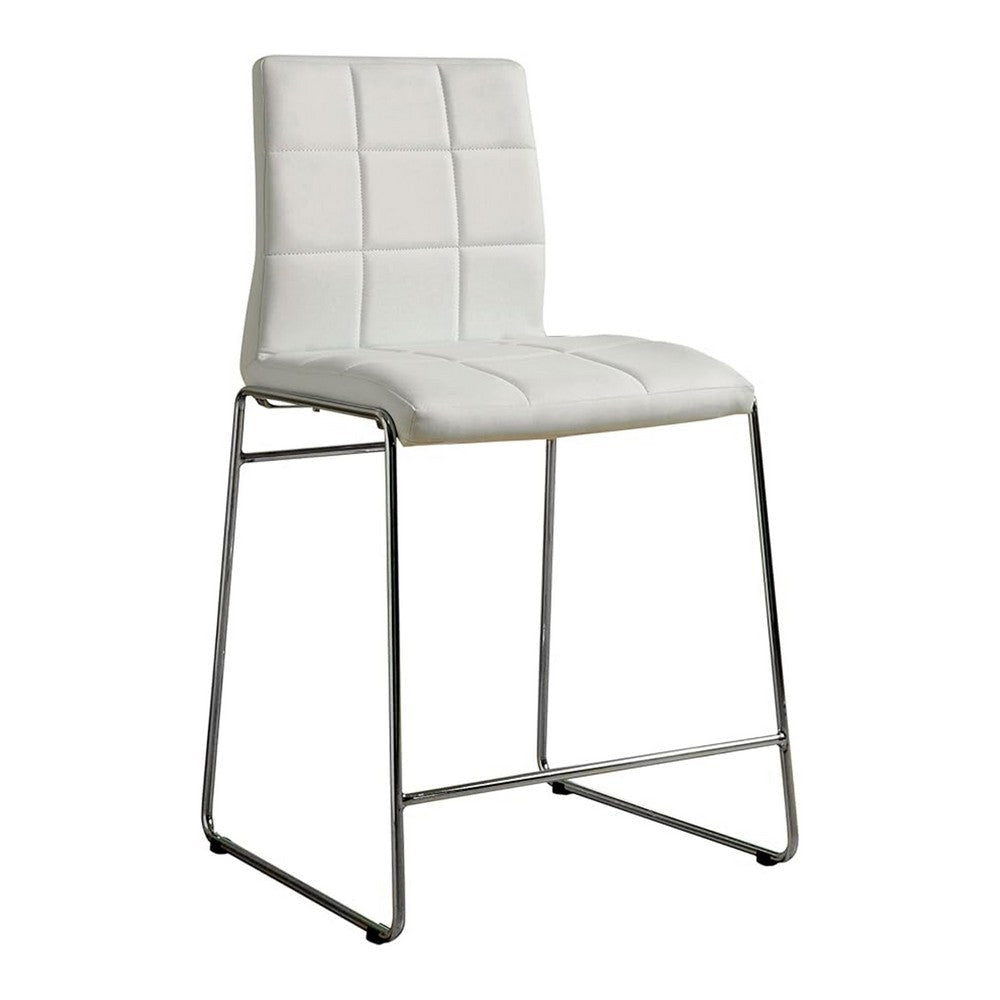 Fely 5pc Counter Height Table Chair Set White Faux Leather Glass Top BM332505