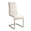 Fely 7pc Dining Table and Chair Set Glass Top White Faux Leather BM332506