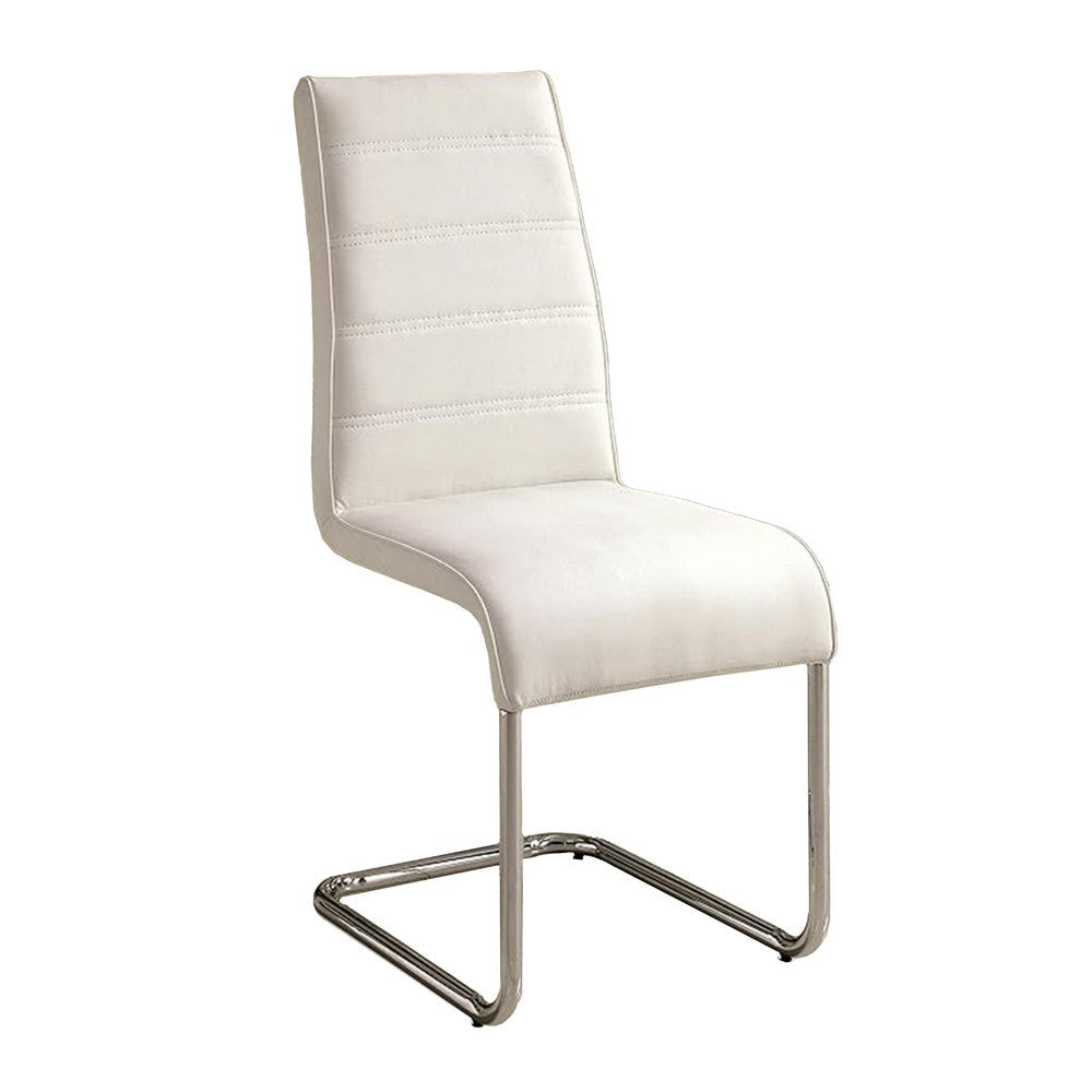 Fely 7pc Dining Table and Chair Set Glass Top White Faux Leather BM332506